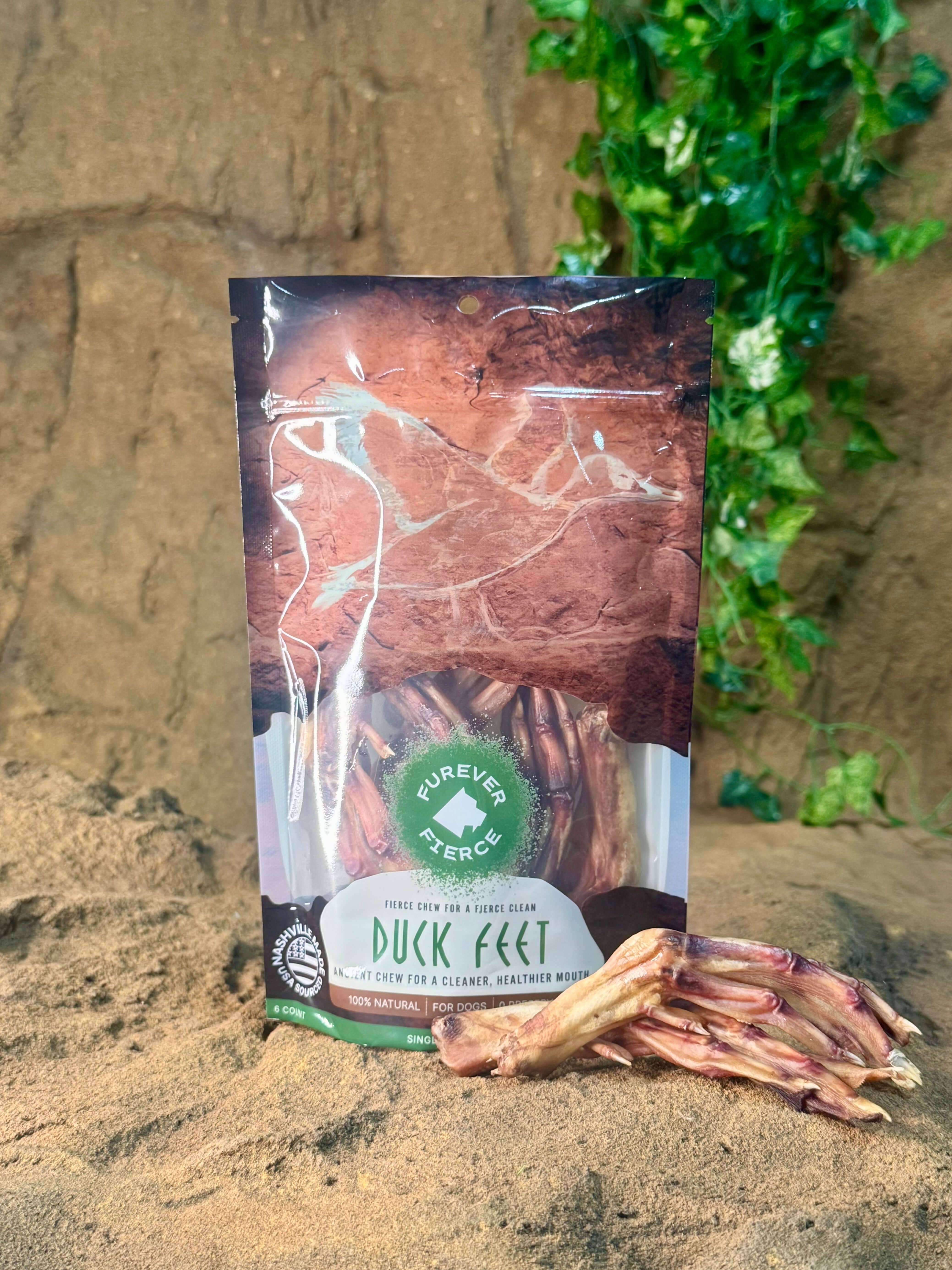 Furever Fierce (formerly Furever Primal) - Wholesale Pet Treats - Dog - Duck Feet Bag of 6 Dog Chew - Natural Single Ingredient