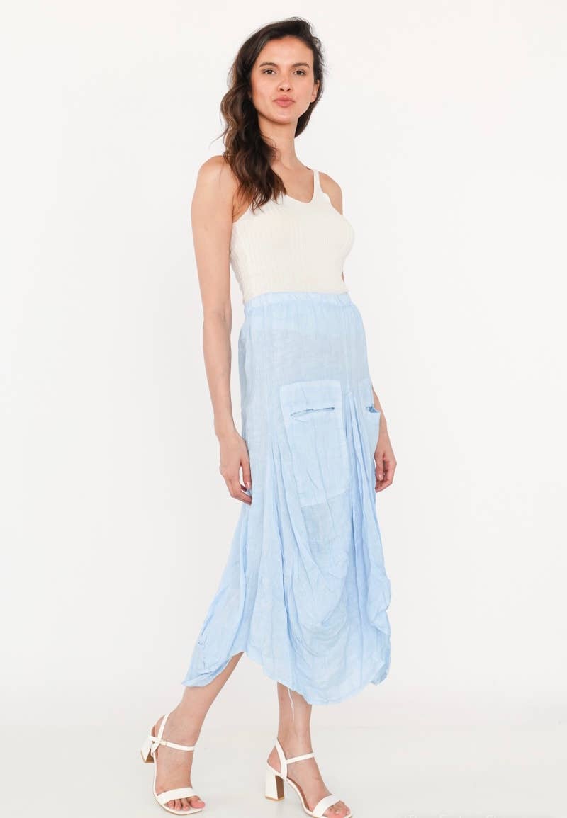 LINEN & COTTON HOUSE - Wholesale Jumpsuit - Women's - LINEN SAROUEL SKIRT WITH POCKETS 9917 663325
