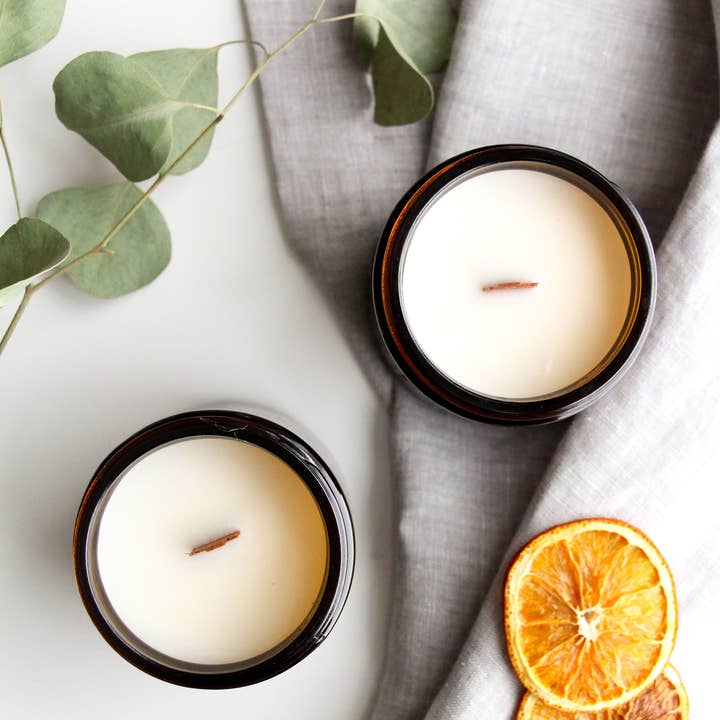 Wholesale Candles - Wholesale Jar/Filled Candle - Bibliothèque | 8 oz Wholesale Amber Candles