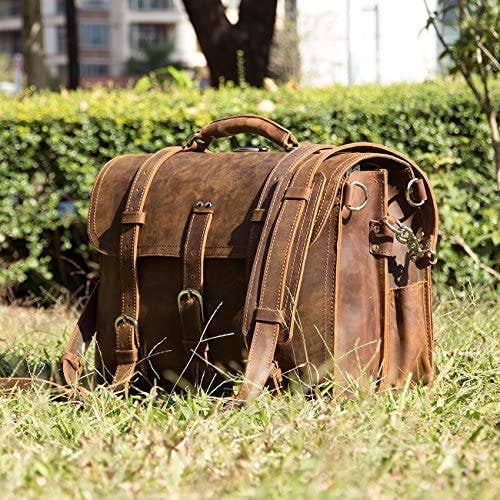 Tuzech Leather - Wholesale Messenger Bag - Men's - Men's Retro Full Grain Leather Briefcase Shoulder Bag7