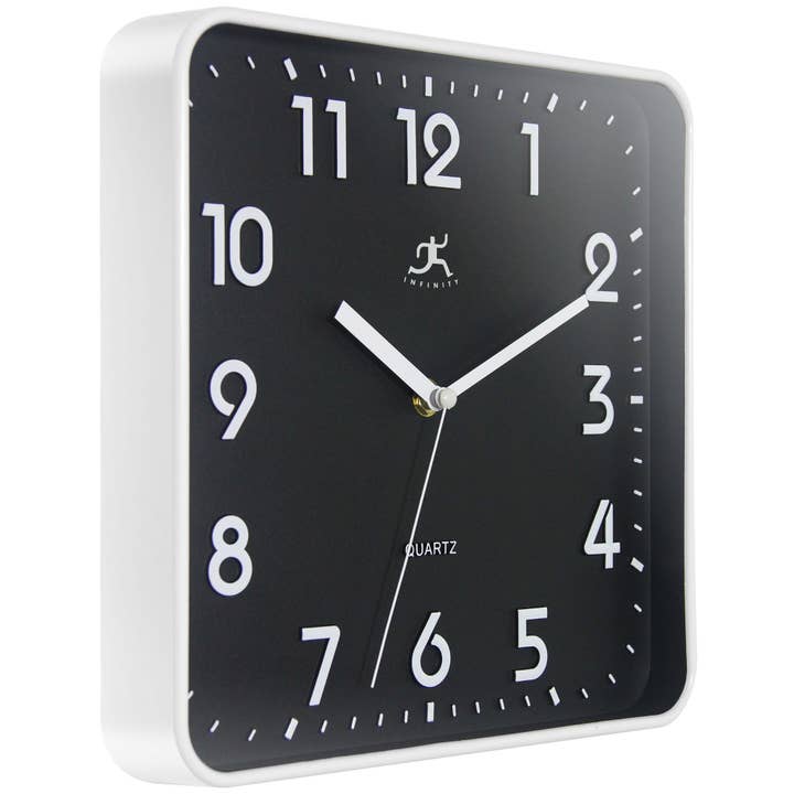 St. Mark Square White Indoor Wall Clock, 10 Inch for wholesale by Infinity Instruments