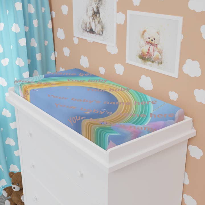 Rainbow Delight Personalized Changing Pad Cover for Infants for wholesale by Slay Eclectic