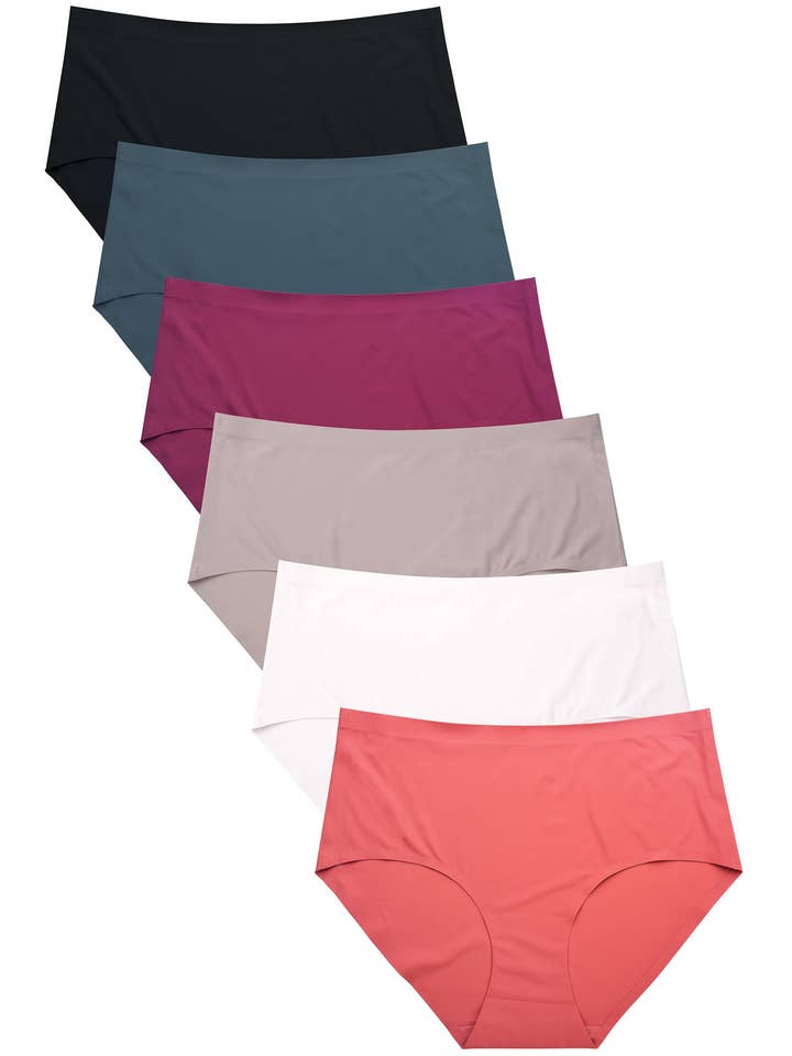 PACK OF 6 MOPAS WOMEN'S COTTON BLEND NO SHOW SEAMLESS SOLID BRIEF PANTY (LPN2021R5) for wholesale by 247 Frenzy