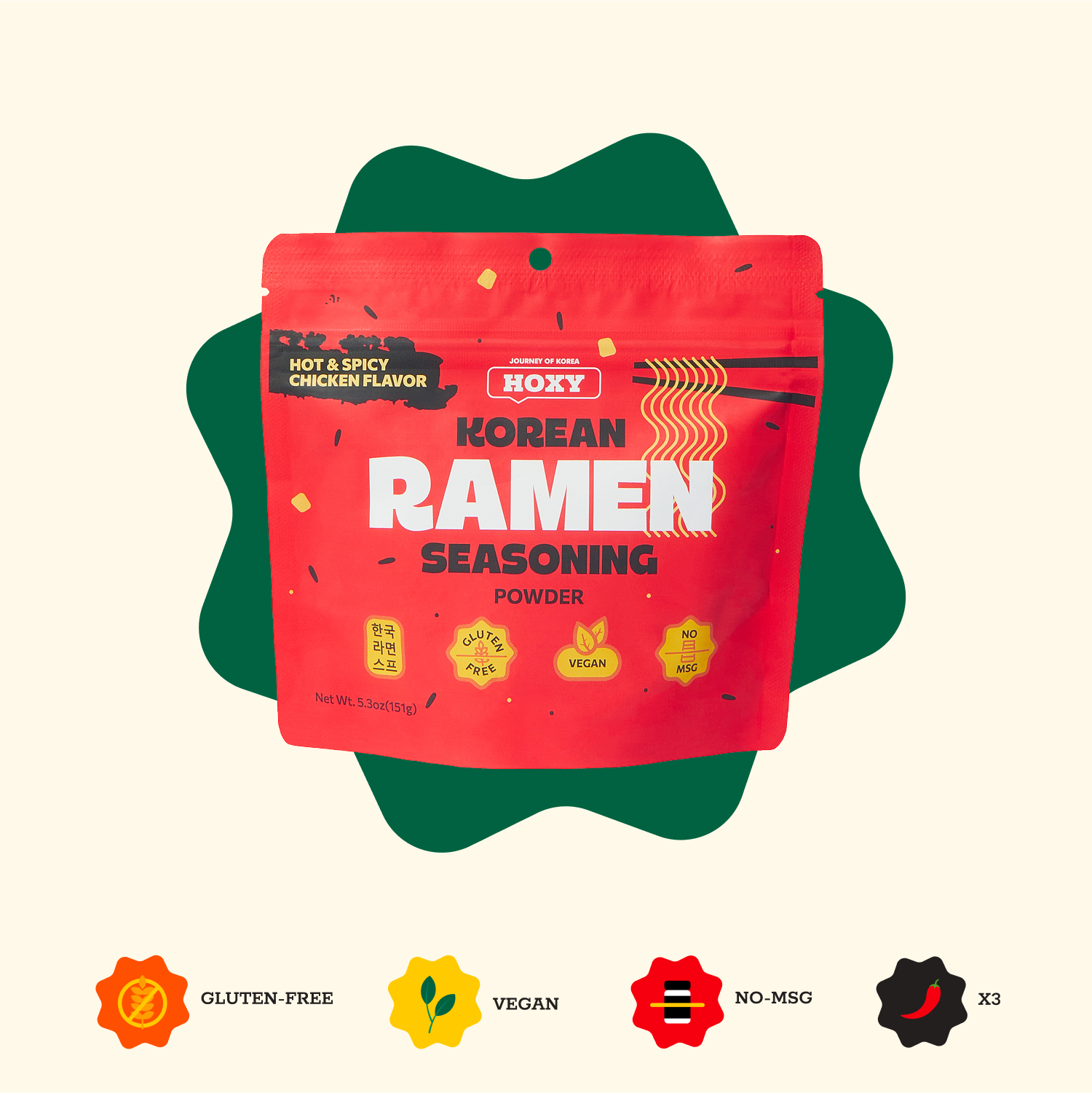 HOXY™ Korean Seasoning Powders - Wholesale Ramen - HOXY™ Ramen Seasoning Hot & Spicy Chicken Flavor No-MSG3