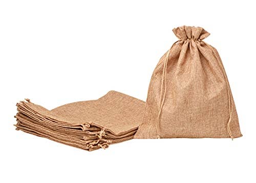 Elegant Cream Burlap Bags with Drawstring, Small Pouch Set, 20pcs for wholesale on Faire3