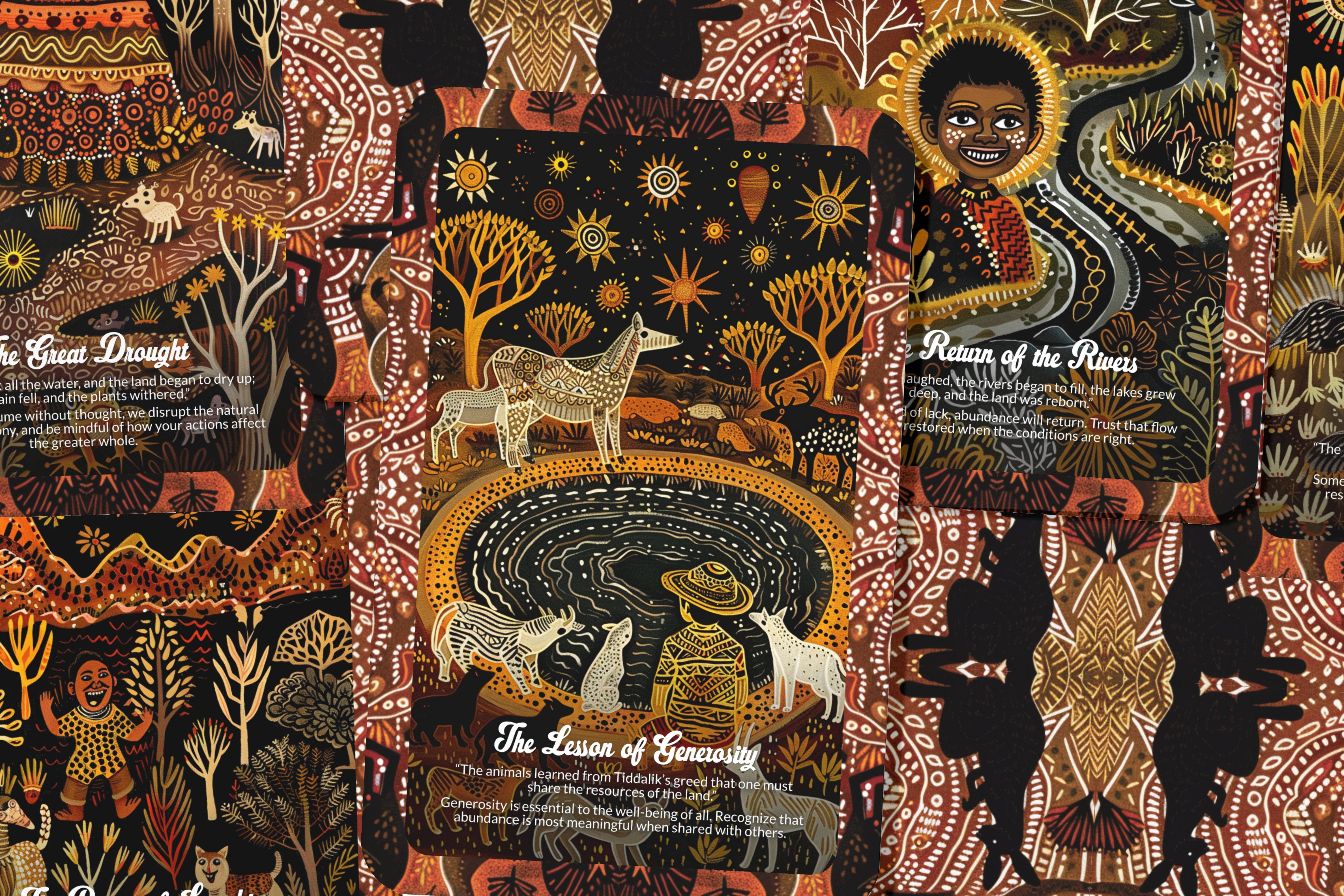 Ibiza Tarot USA - Wholesale Tarot Cards - The Tale of Tiddalik the Frog - 22 Oracle Cards - Restore Balance Through Generosity and Harmony1