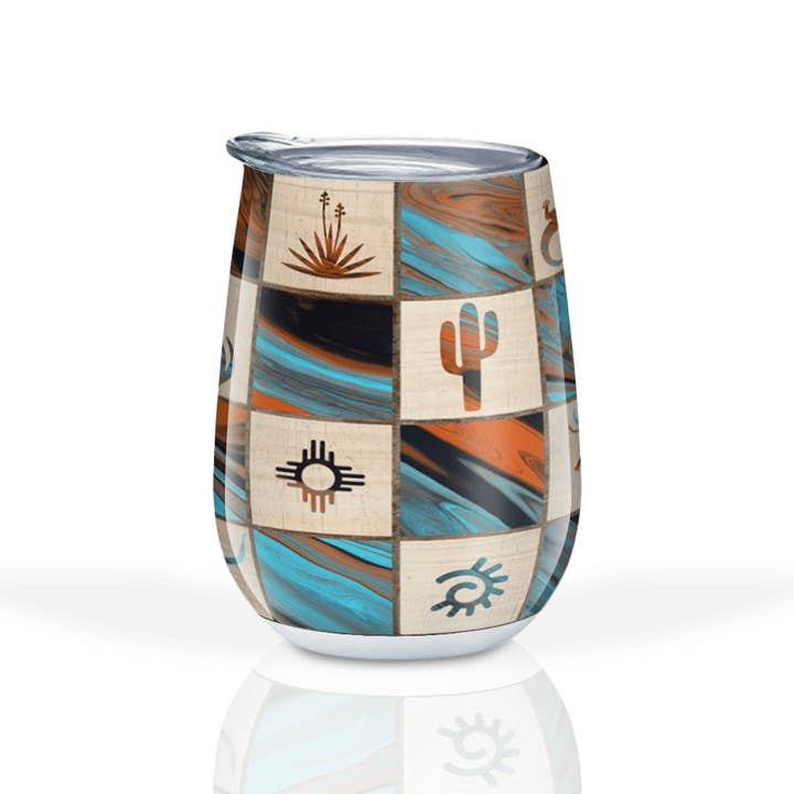 Copo de Vinho Sem Haste Fluidity Southwest 12 oz por atacado de Fluidity Drinkware