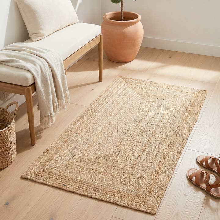 Naturlig Jute Tæppe Rektangulært for engroshandel hos Rugura