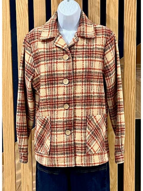 Astro Bettie - Wholesale Jacket - Women's - 1940's Button Down Jacket-Red/Tan2