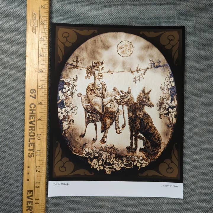 Chaos Woods - Wholesale Art Print - Full moon, faun & two-headed dog fantasy print4