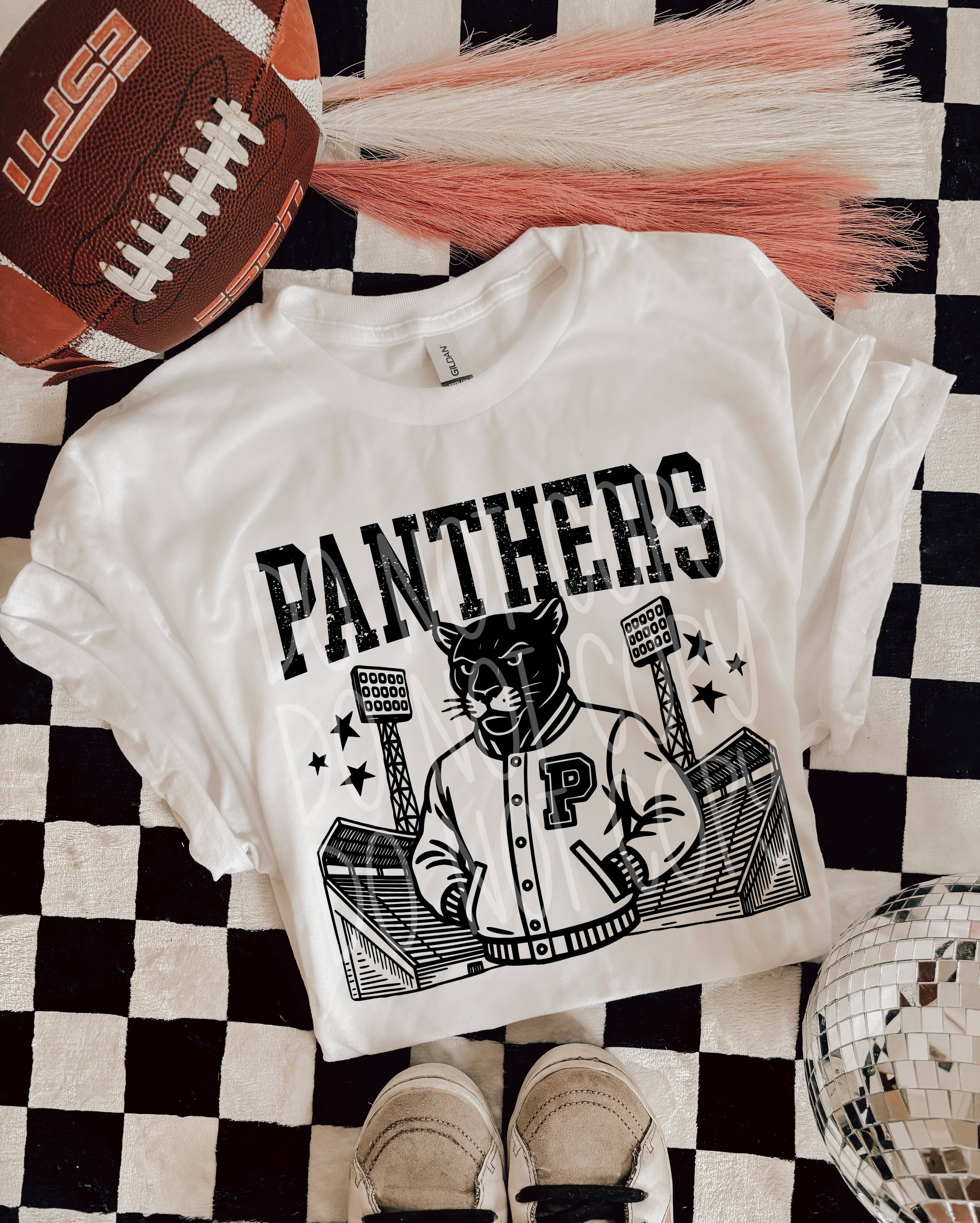 Red Dirt Transfers - Wholesale Sublimation Transfer - Panthers Letterman Mascot DTF Transfer | Trendy School Spirit DTF Transfer | High Quality Image Transfers | Ready to Press | Instant Peel0