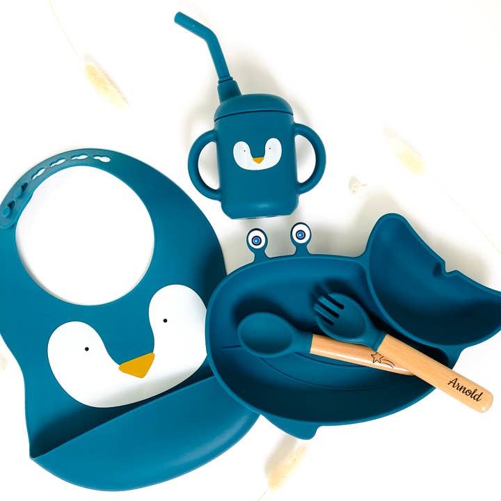 Whale meal pack+animal bib +straw glass for wholesale by Les Petits Citrons