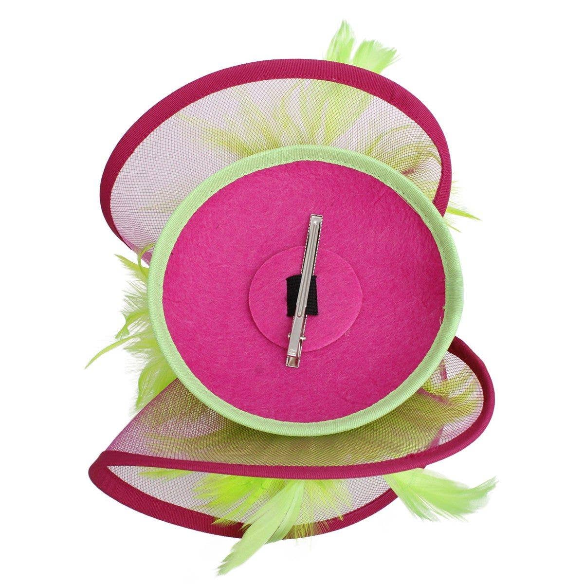 AKA Sorority Pink Green Folded Feather Fascinator for wholesale on Faire3