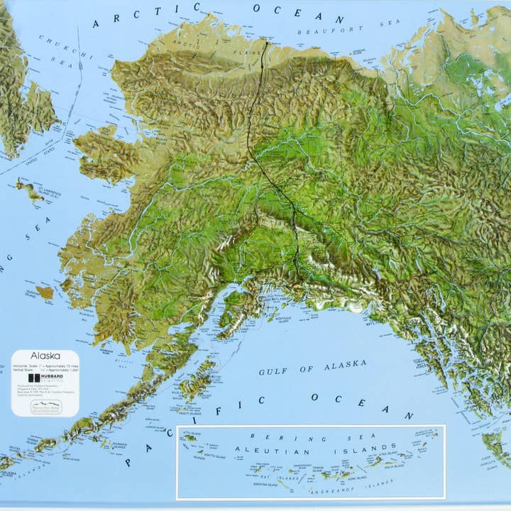 Alaska Raised Relief Map van Hubbard voor wholesale door Map Shop