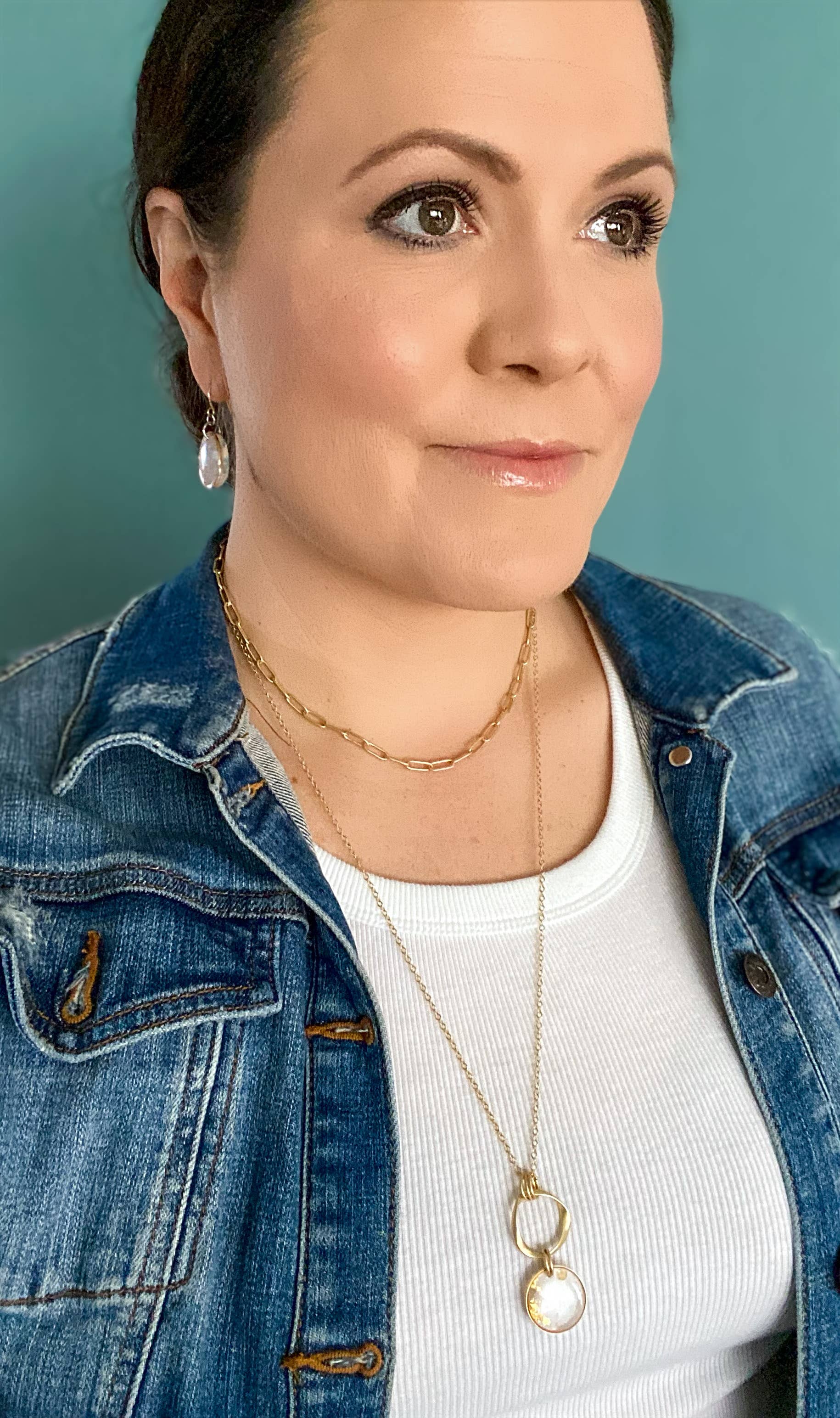 Light Shine - Wholesale Pendant/Charm Necklace - Maria Clay Necklace | Marble Look Statement Necklace | Gold4