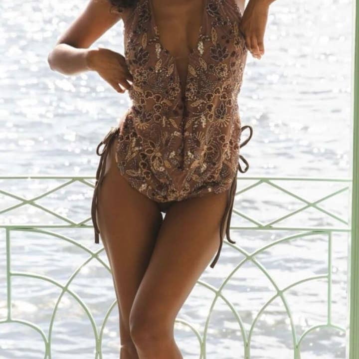 Rosa Clothing - Wholesale Tank Top - Women's - Chic Floral Sequined embroidered halter low-cut tank top9