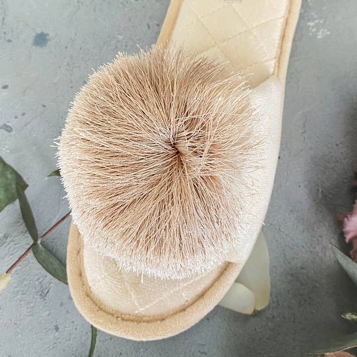 DrifWoo - Wholesale Slippers - Women's - Women Open-toe Pom-pom Slippers, Bride Wedding Shoes YZA007