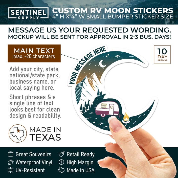 Sentinel Supply – Großhandel Aufkleber – Personalisierbare Aufkleber von RV Moon — Camping Name Drop Decals1