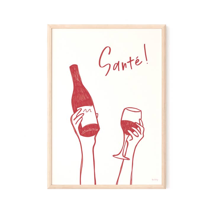 "Santé!" French Wine Art Print for wholesale by Art Prints by Rio Soléy