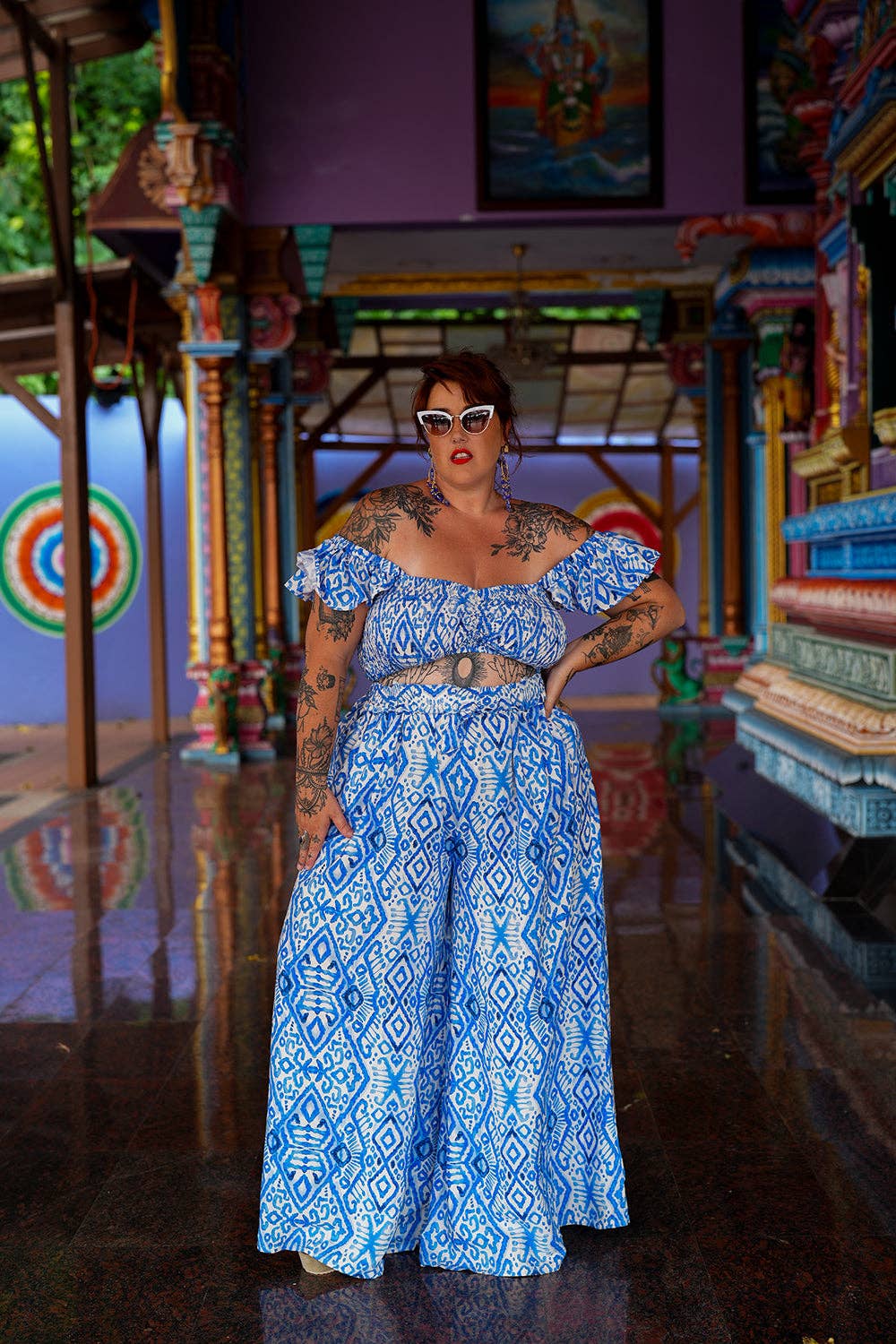 Jinx the label - Wholesale Pants - Women's - Chantelle Palazzo Pants - Abstract Blue4