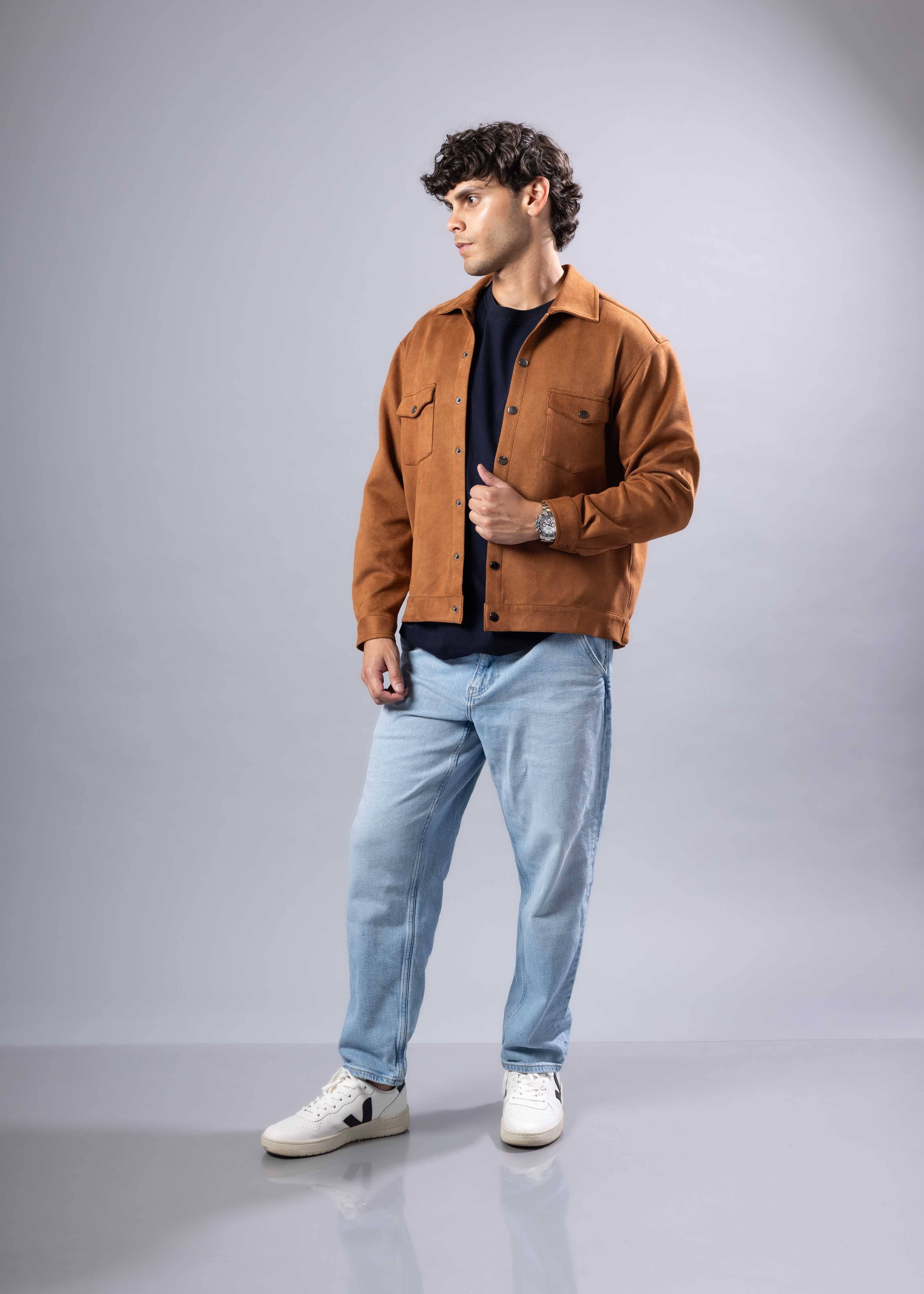 Khaki 255102 - Herre Chestnut Brown Ruskind Skjortejakke for engroshandel på Faire3