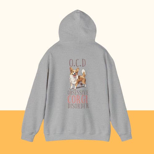 Backprint Heavy Blend™ Hooded Sweatshirt "Corgi" für den Großhandel von Pawzlove