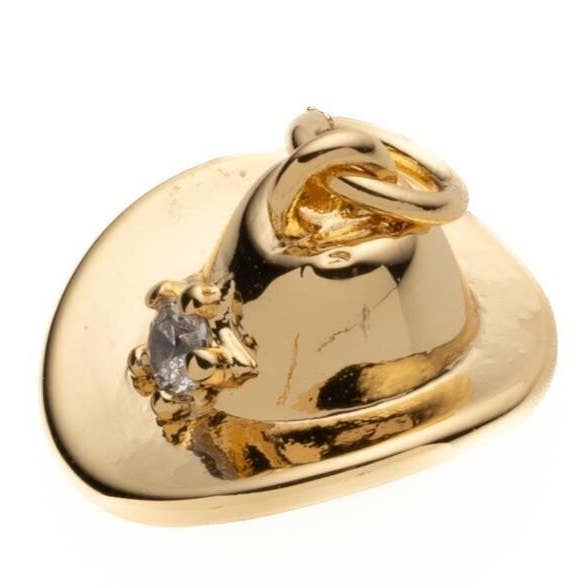 Gold or Silver Western Rancher Cowboy Hat Charm CPG-CPS2059 for wholesale by Jewel Pledge