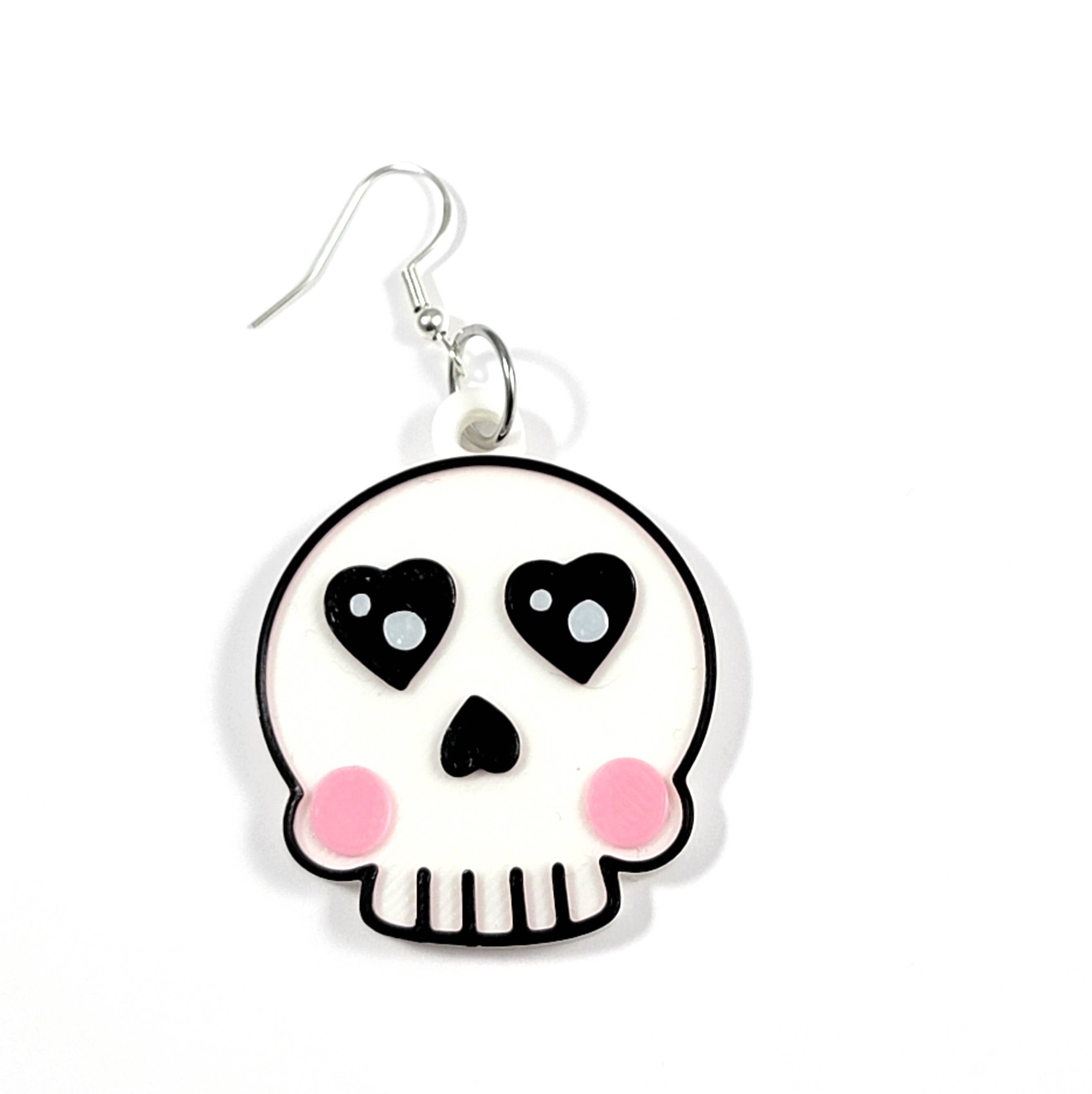 Printy Vibes - Vendita all'ingrosso Orecchini pendenti - Orecchini con teschio a forma di cuore, stampati2