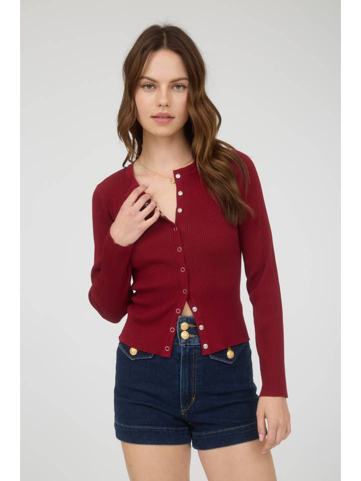 The Workshop Studio - Vente Cardigan – femme - GILET EN MAILLE À COL ROND AVEC BOUTONS-PRESSION17