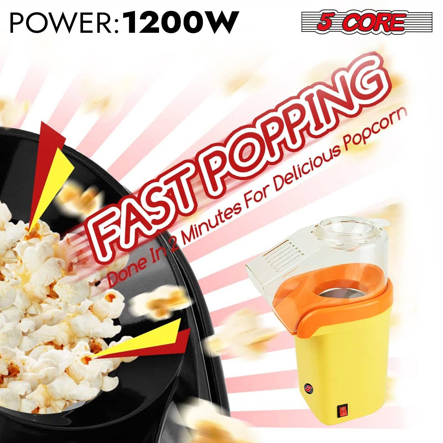 K Cube Inc - Wholesale Popcorn - 5Core Popcorn Machine Mini Portable Electric Hot Air Popper1