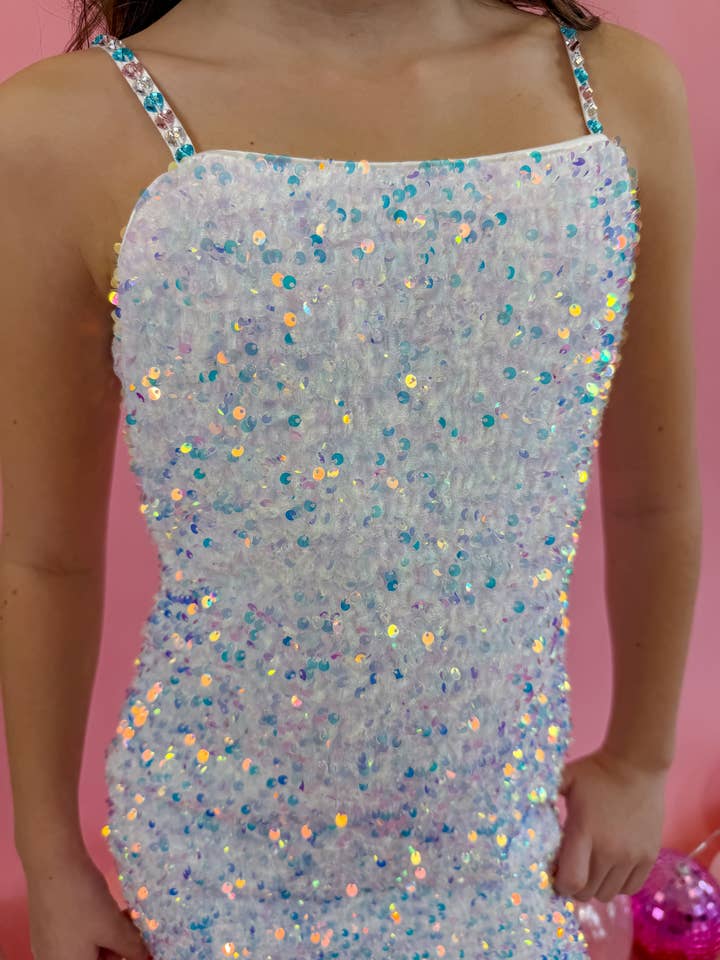 Ellie and Mila - Wholesale Dress - Kids - White Sequin DressÂ