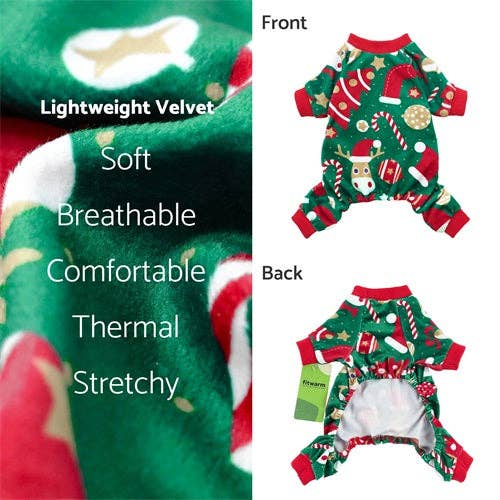 Fitwarm - Vente Pyjama – chien - Pyjama vert de Noël pour chien3
