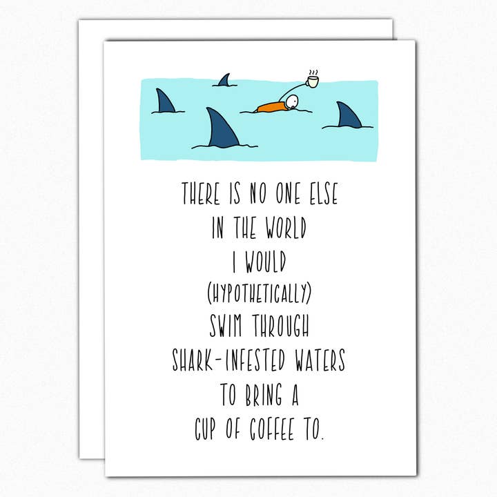 Cartão de Dia dos Namorados para Amantes de Café em Águas Infestadas de Tubarões por atacado de In A Nutshell Studio