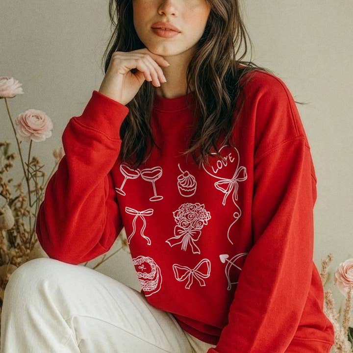 Valentine Doodles Sweatshirt – Love Sketch Icons for wholesale by Golden Rose