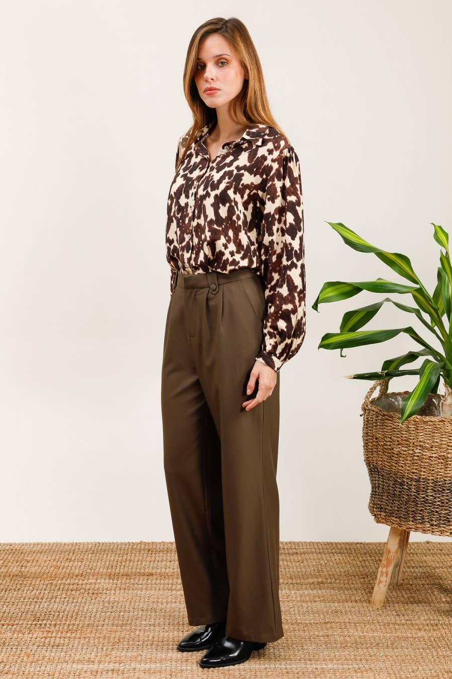 LOVIE & CO – Großhandel Hose – Damen – Hoch taillierte Bundfaltenhose - ASD96768-SVEN2