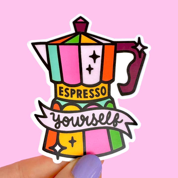 Espresso Yourself Vinyl Sticker for wholesale by Katie Melrose Made