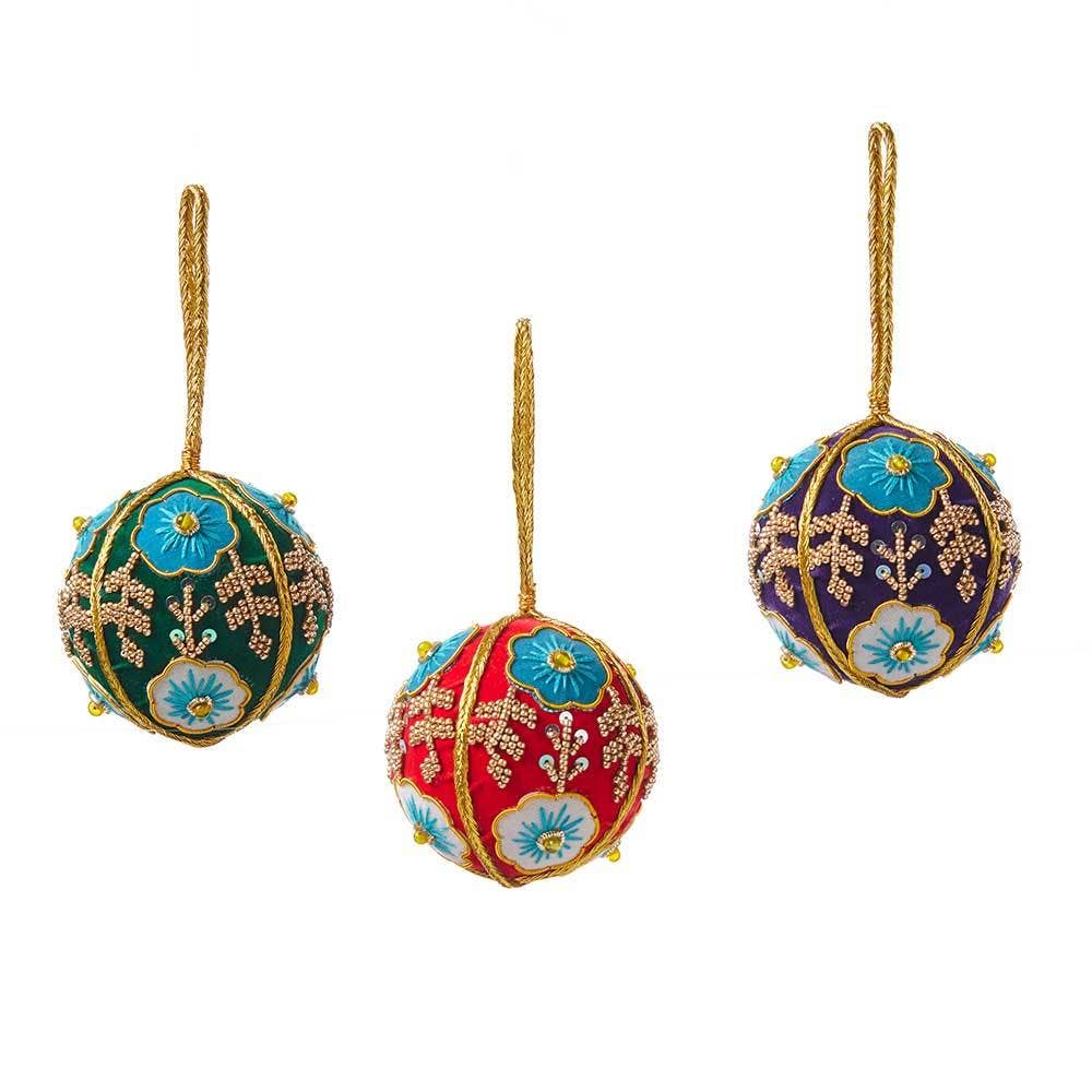 SERRV International - Wholesale Ornament Set - Zardosi Ball Ornaments - Set of 30