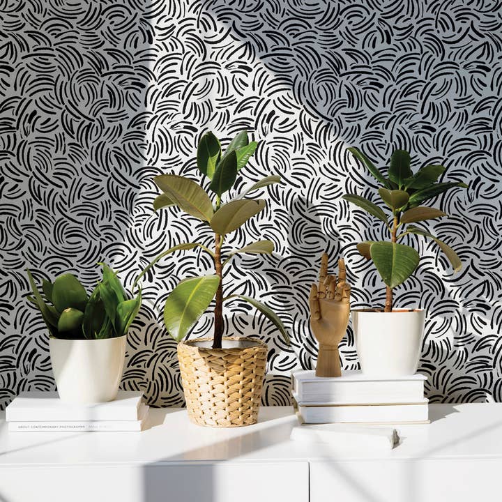 Tinta Papel pintado Markings para despegar y pegar, 28 pies cuadrados de venta al por mayor en Faire