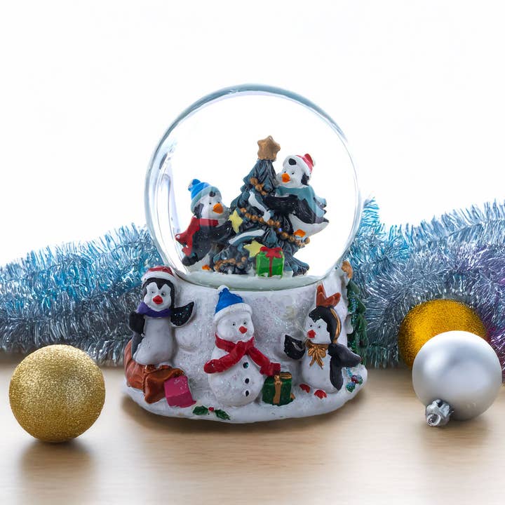BestPysanky - Wholesale Snow globe - Penguins' Festive Tree Celebration Snow Water Globe1