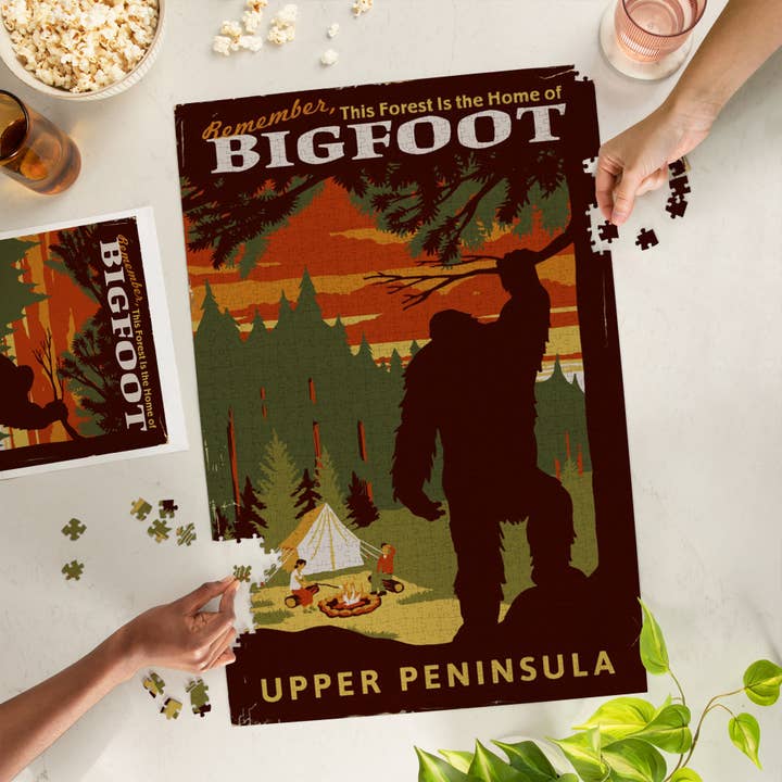 Lantern Press - Wholesale Puzzle - Adult - 1000 PIECE PUZZLE Upper Peninsula, Michigan Bigfoot1