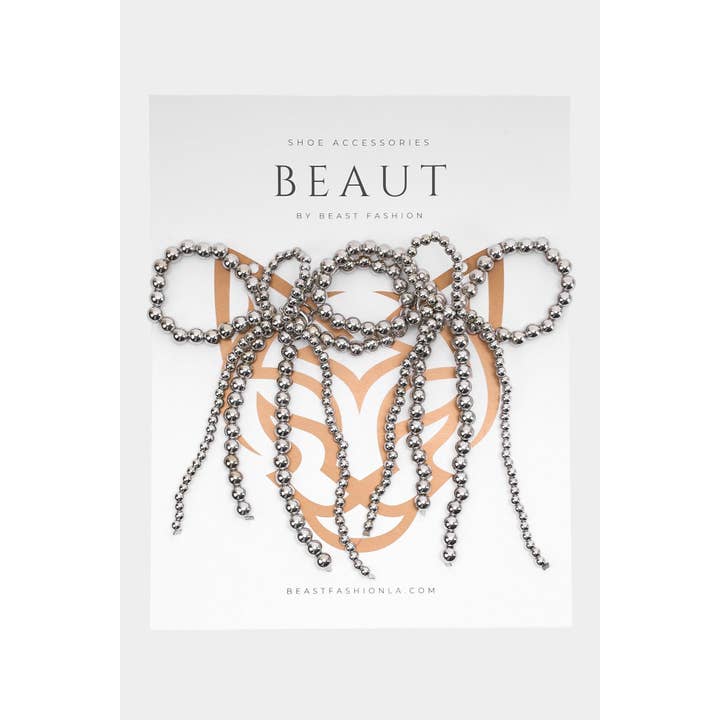 BEAST FASHION - Wholesale Shoe Accessories - Beaded Bow Accessory ACCS-PEARL-0013