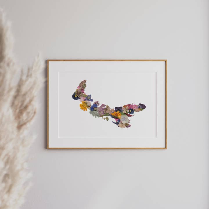 Prince Edward Island Map, Pressed Flower Art Print for wholesale by Seek & Bloom Creative Co.
