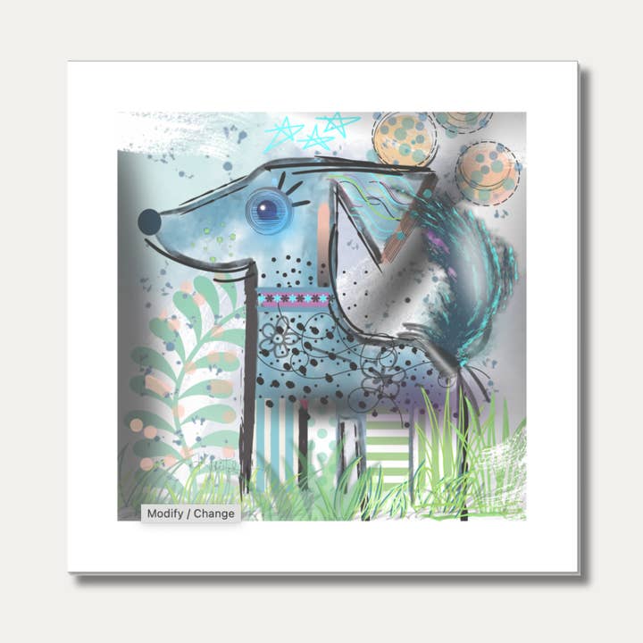 Art Prints 8x8 - Giclée - Whimsical Dog Painting - Unframed for wholesale by Wild Thorn Collective