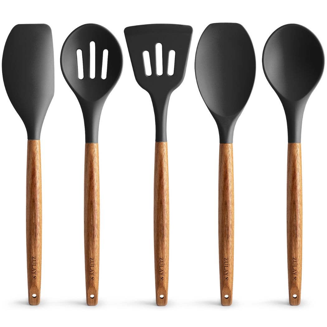 Zulay Kitchen - Wholesale Kitchen Utensil Set - 5-Piece Silicone Utensils Set with Wooden Handles29