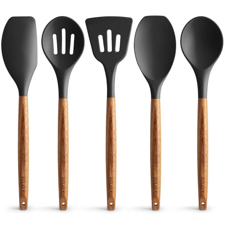 Zulay Kitchen - Wholesale Kitchen Utensil Set - 5-Piece Silicone Utensils Set with Wooden Handles29