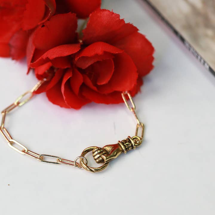 The Gilded Witch – wholesale Charm/dangle bracelet – Gold Filled Milagros Hand of Love Bracelet: Valentine Gothic2