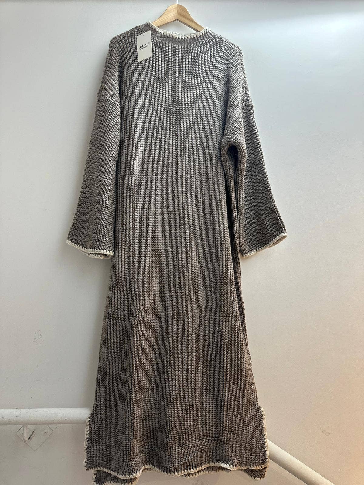 LORIANE - Wholesale Dress - Women's - 23185 long sweater dress with side slit one size 9