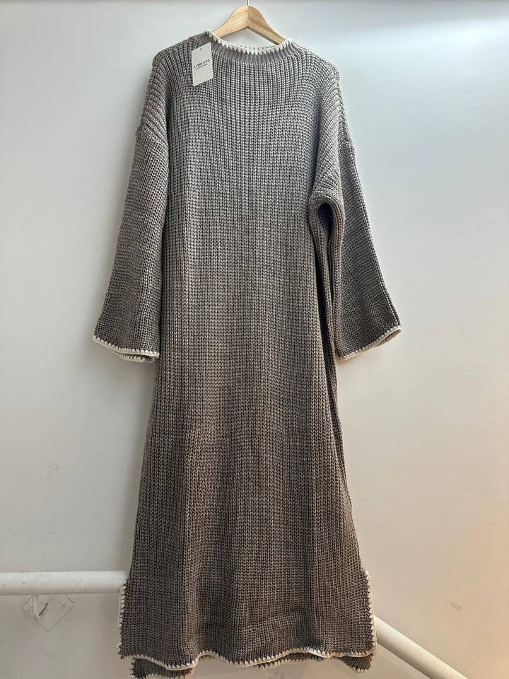 LORIANE - Wholesale Dress - Women's - 23185 long sweater dress with side slit one size 9