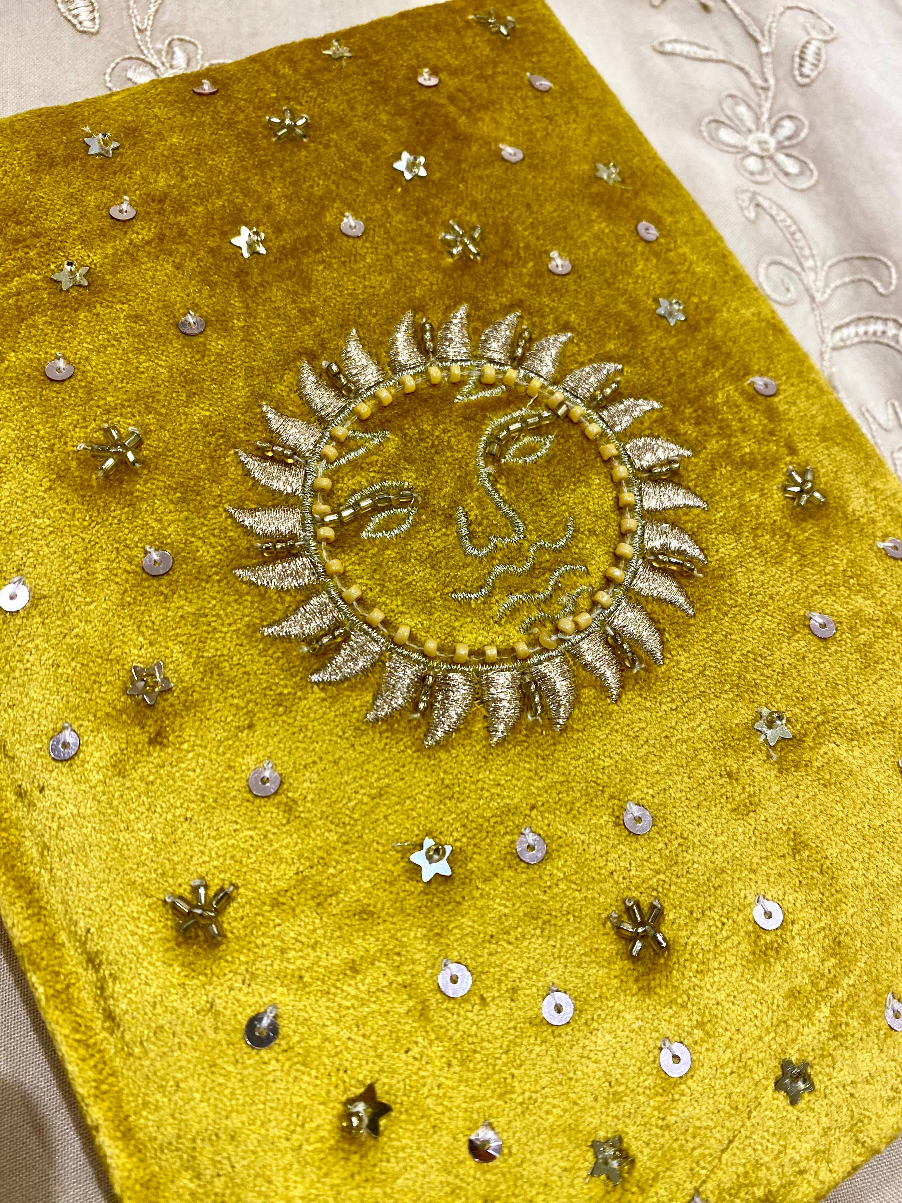 Temple of Treasure - Wholesale Notebook - Velvet Beaded Notebook Sun Yellow2