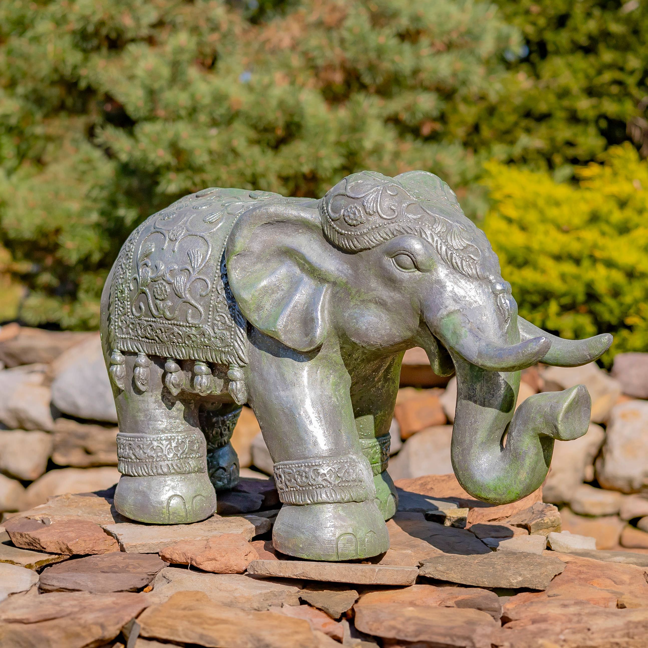 Zaer Ltd. International - Wholesale Outdoor Ornament/Decor - Magnesium Boho Elephant Statue- 3 Color Options12